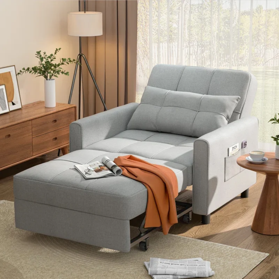 Modern 3 in 1 Pull Out Sofa Bed Sleeper Sofa Chair Bed  for Living Room