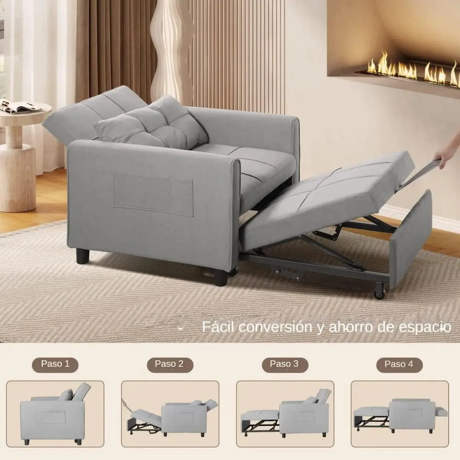 Modern 3 in 1 Pull Out Sofa Bed Sleeper Sofa Chair Bed  for Living Room