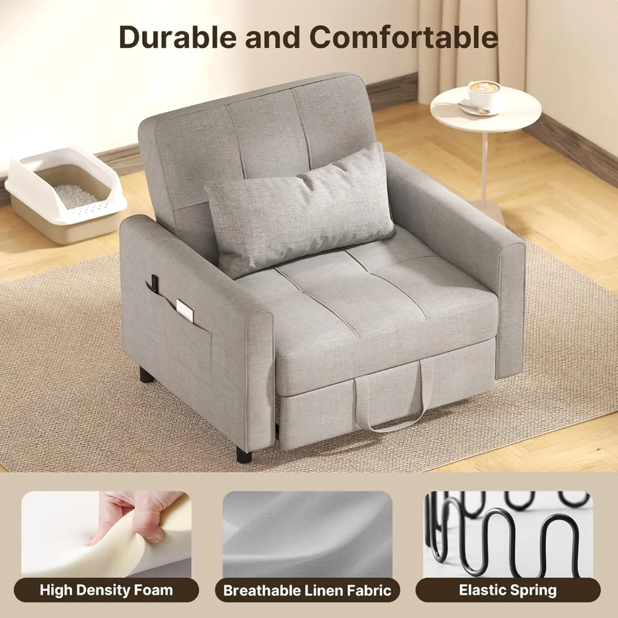 Modern 3 in 1 Pull Out Sofa Bed Sleeper Sofa Chair Bed  for Living Room