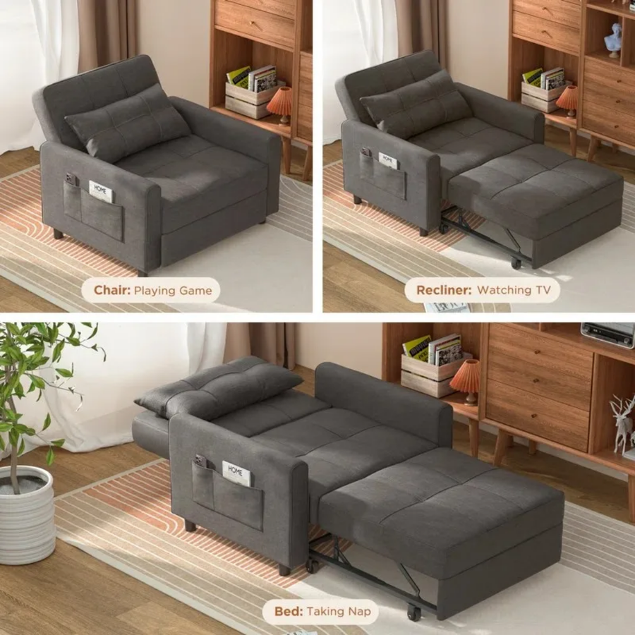 Modern 3 in 1 Pull Out Sofa Bed Sleeper Sofa Chair Bed  for Living Room