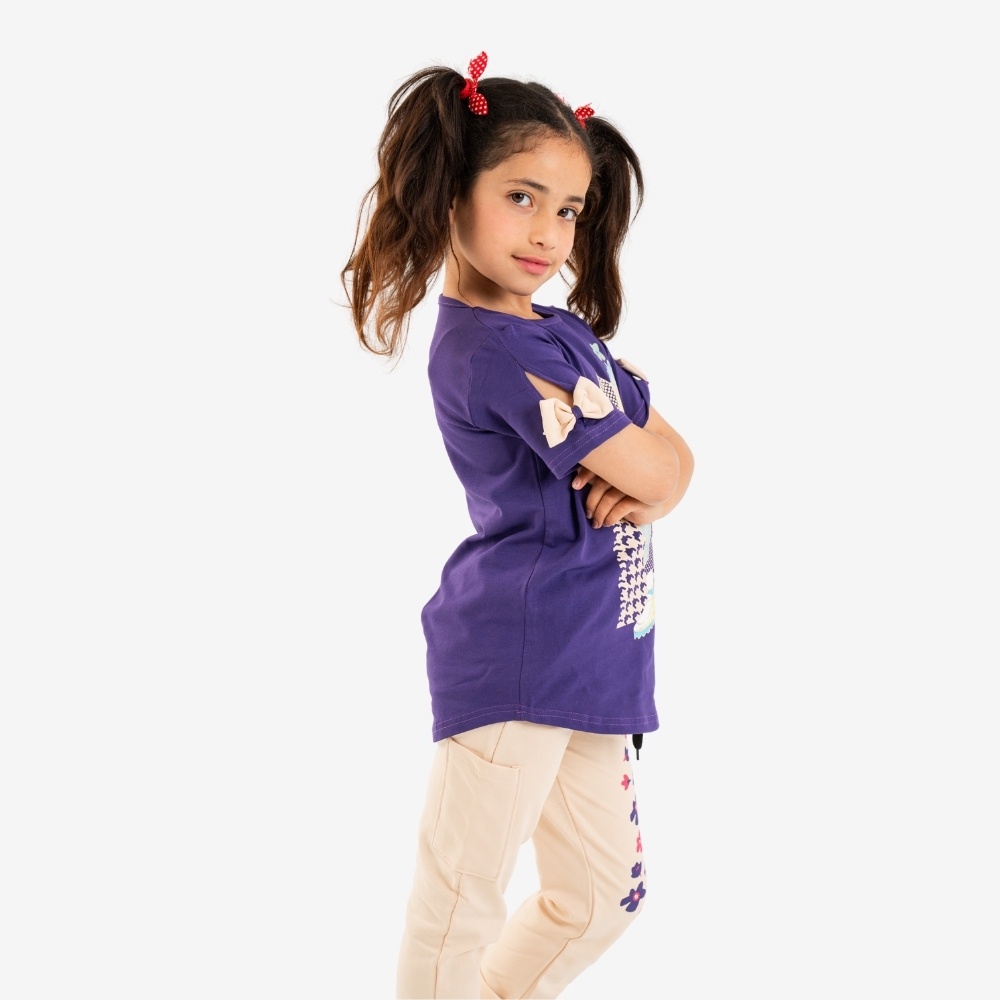 Graphic Bow-Sleeve Jogger Set