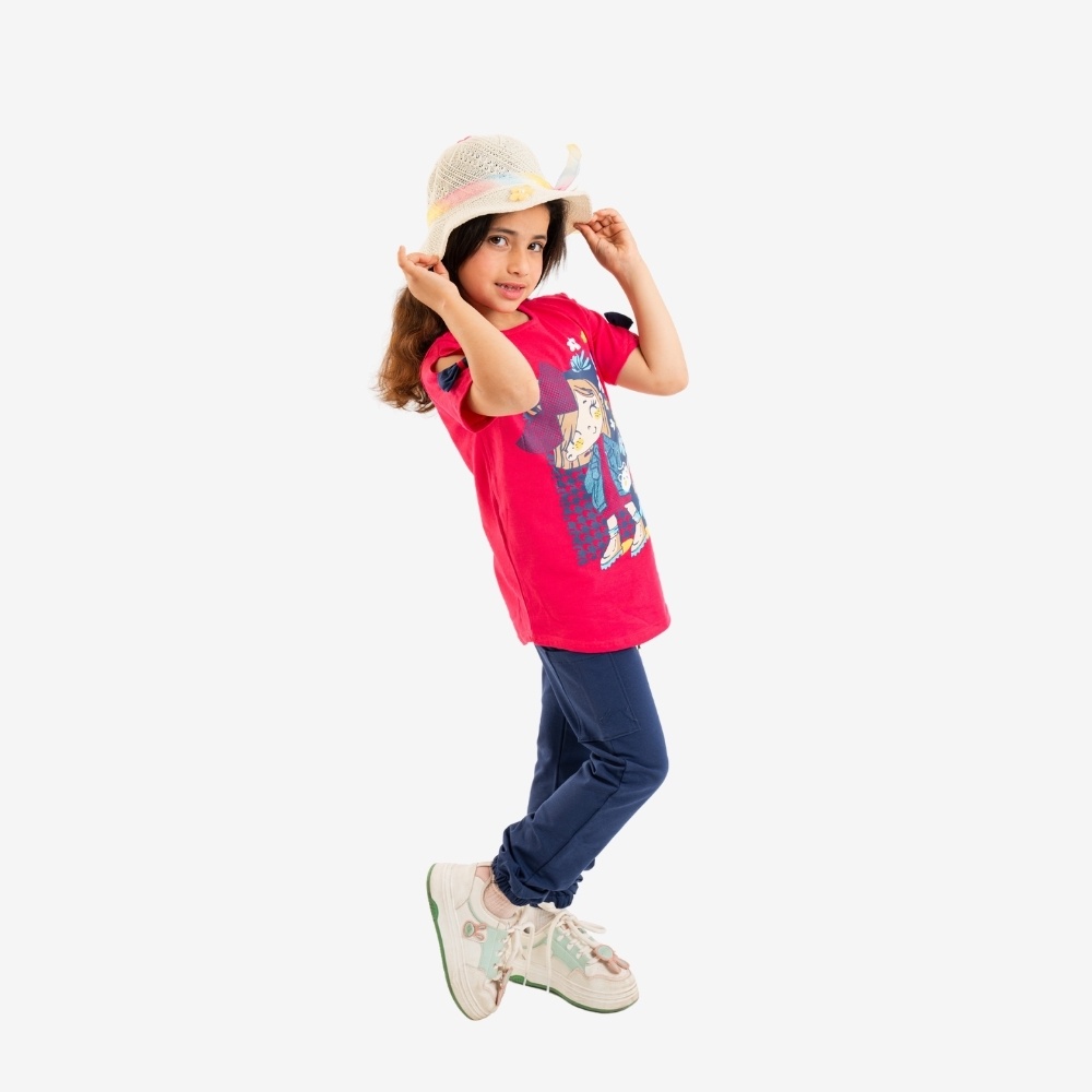 Graphic Bow-Sleeve Jogger Set