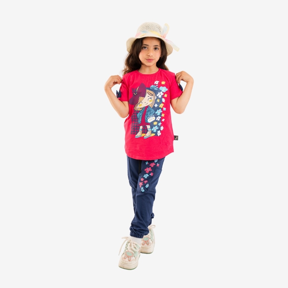 Graphic Bow-Sleeve Jogger Set