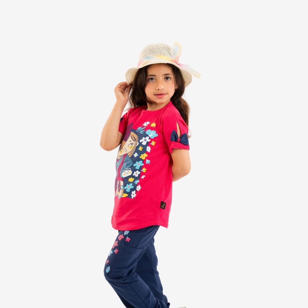 Graphic Bow-Sleeve Jogger Set