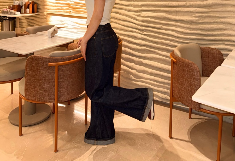 Wide Leg Jeans for Women – Navy Blue High Waist Denim | BLUECUT