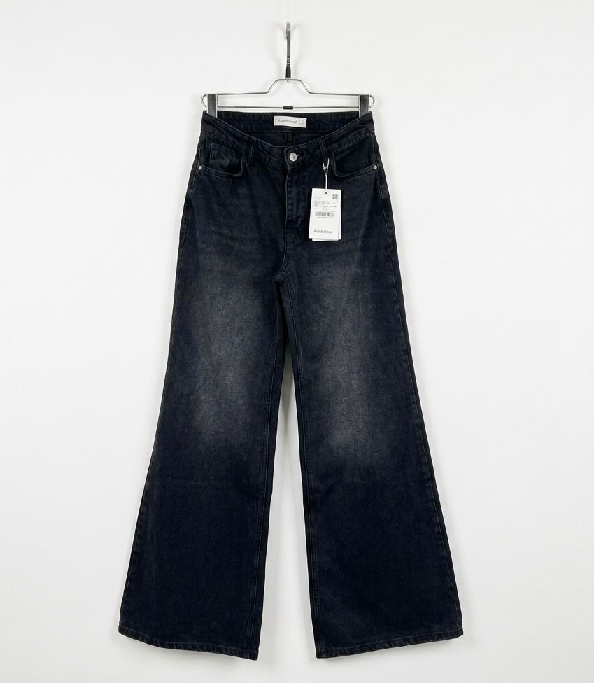 Wide Leg Jeans for Women - Black High Waist Denim | BLUECUT Egypt
