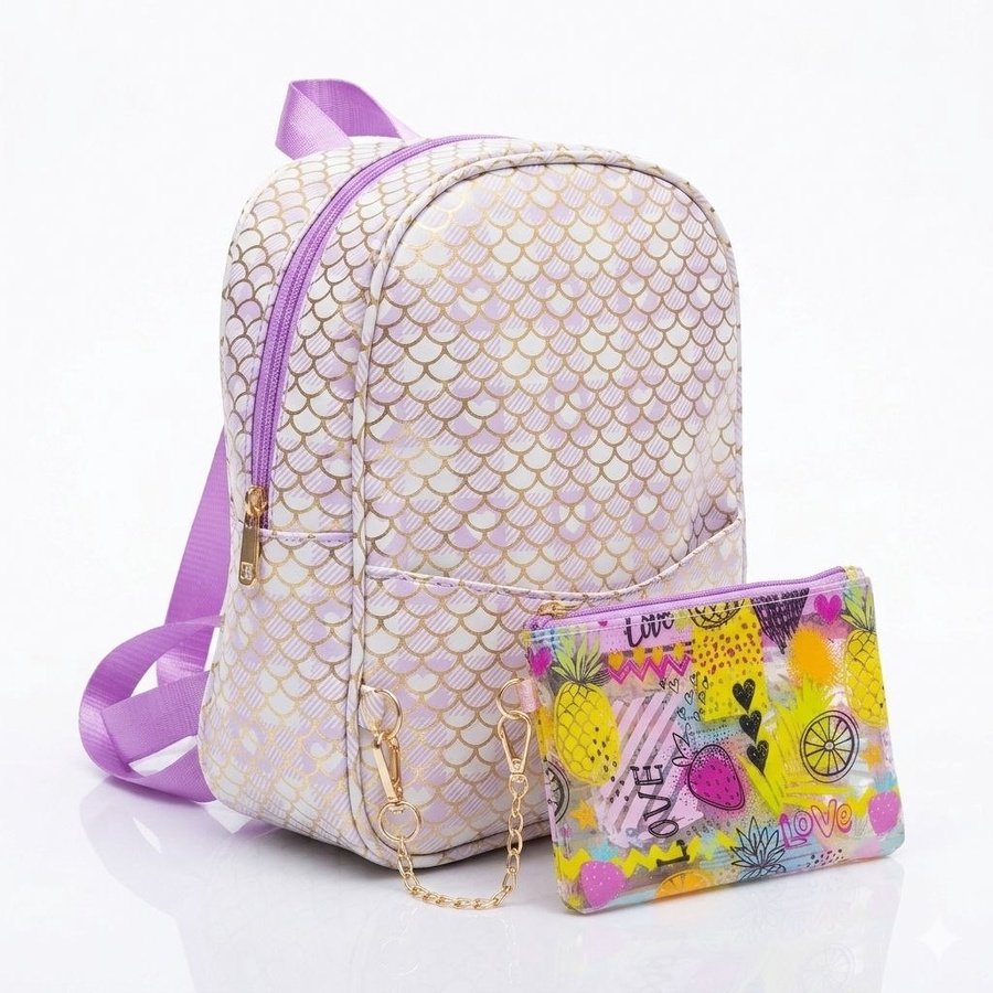 شنطة باك بناتى ميرميد أطفالى مزودة بمقلمة قابلة للفك والتركيب