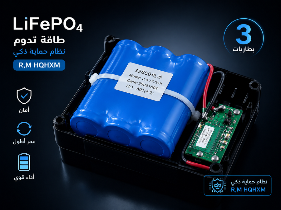 مصباح الشارع بالطاقة الشمسية  400W (3-بطاريات) ليثيوم إضاءة قوية للمساحات الكبيرة