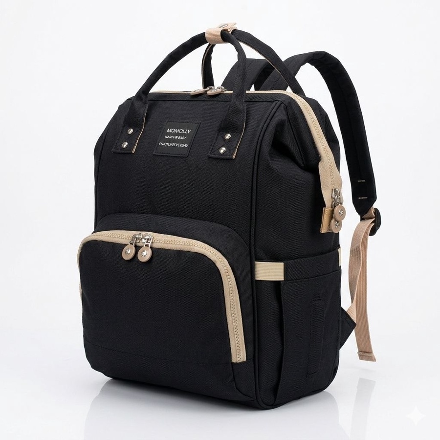 شنطة مستلزمات بيبي Momolly (Diaper Bag) بجيوب حرارية ومكان للمناديل – عملية وأنيقة للأمهات ماركة موملي