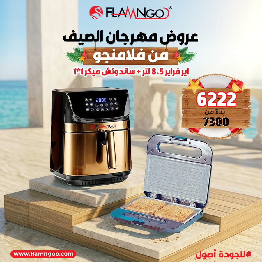 عرض الصيف ايرفراير 8*5 لتر وساندوتش ميكر 1*1