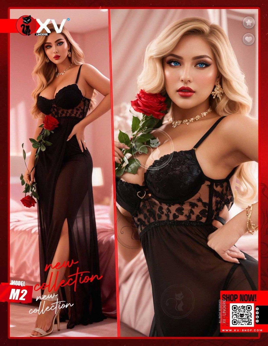 Sheer Lace Long Dress -  M2