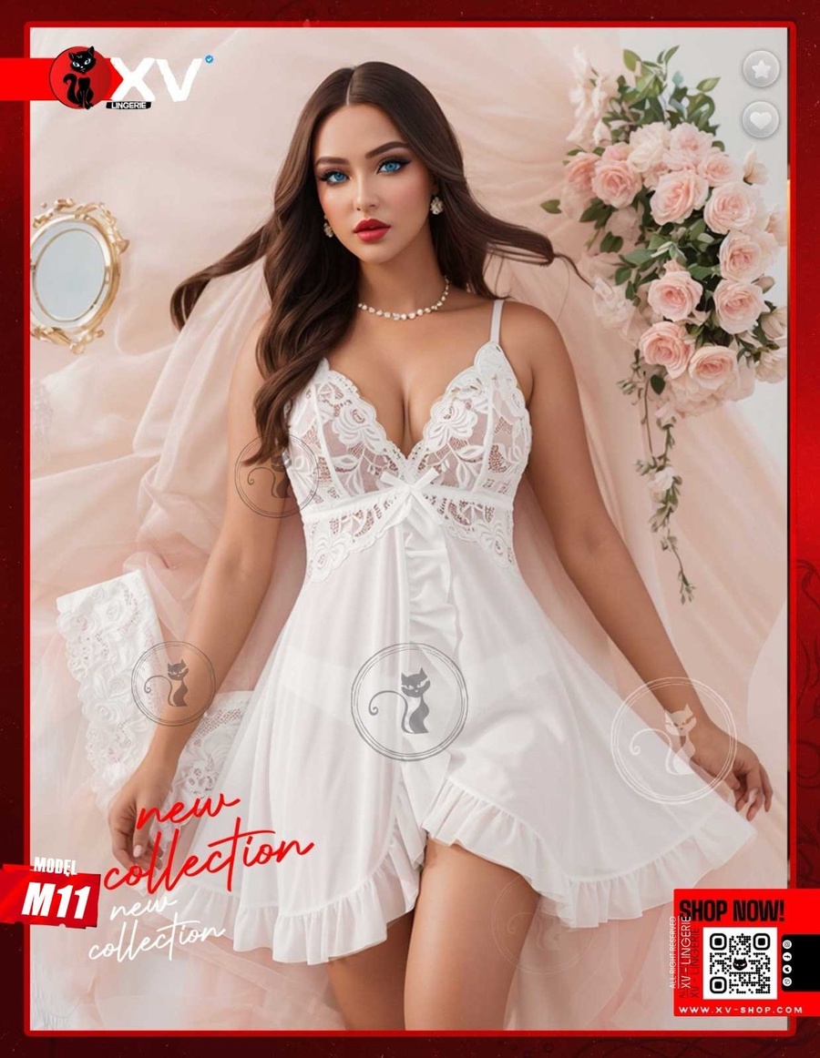 Sheer Lace & Tulle BabyDoll - M11