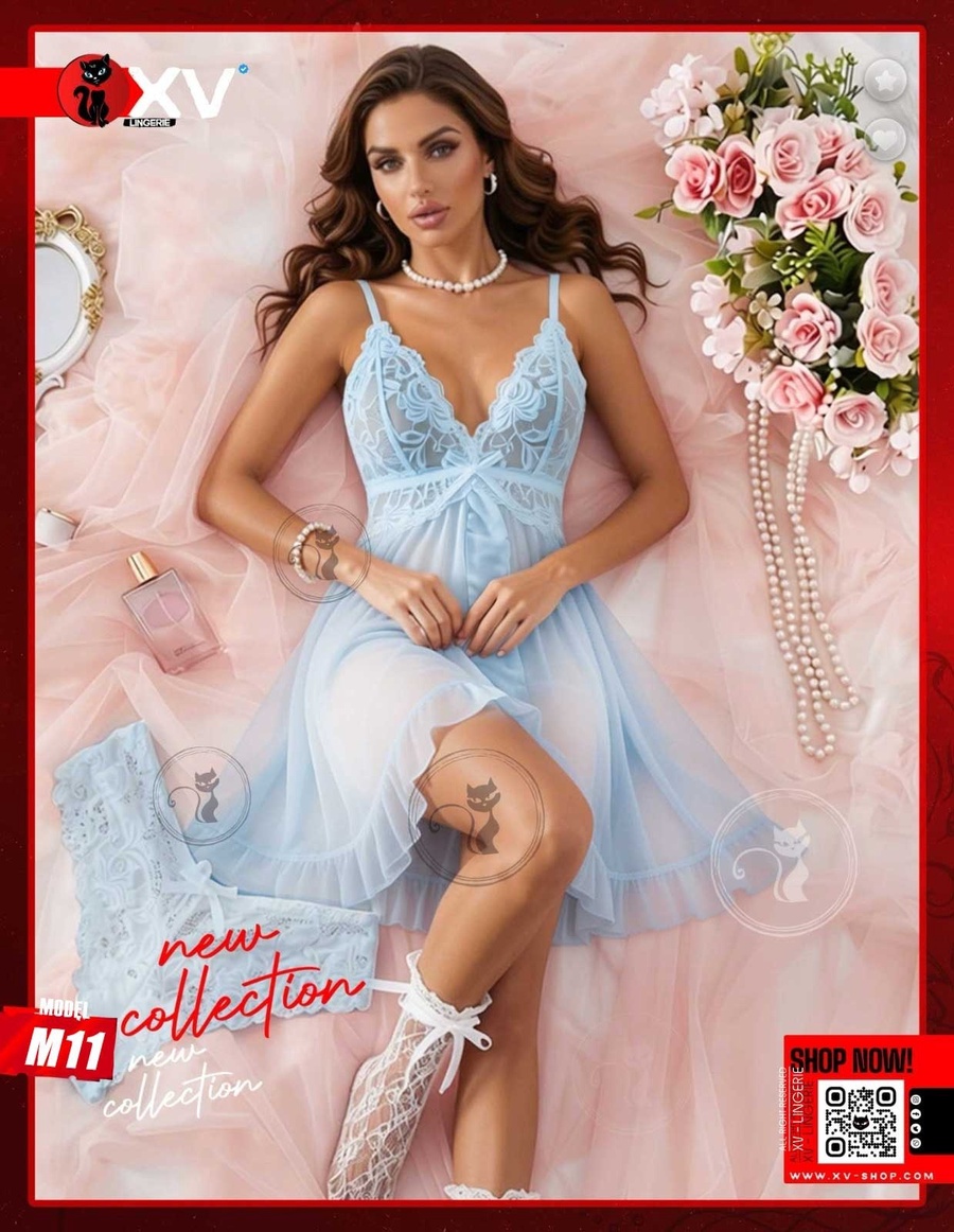 Sheer Lace & Tulle BabyDoll - M11