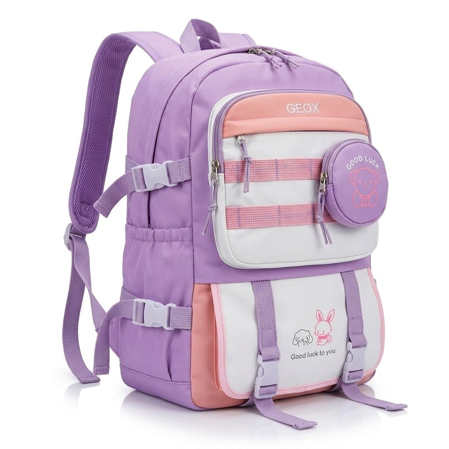 شنطة ظهر مدرسية أطفال بطباعة Good Luck وجيب دائري كيوت – Kids Good Luck School Backpack