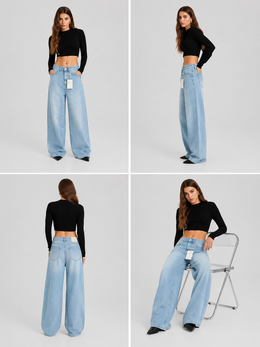 Balloon Fit Jeans for Women - Light Wash High Waist Denim | BLUECUT Egypt