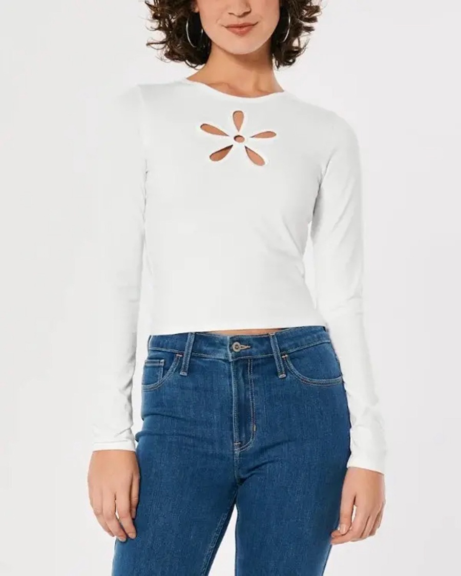 Hollister Flower cut-out t-shirt - Fuchsia