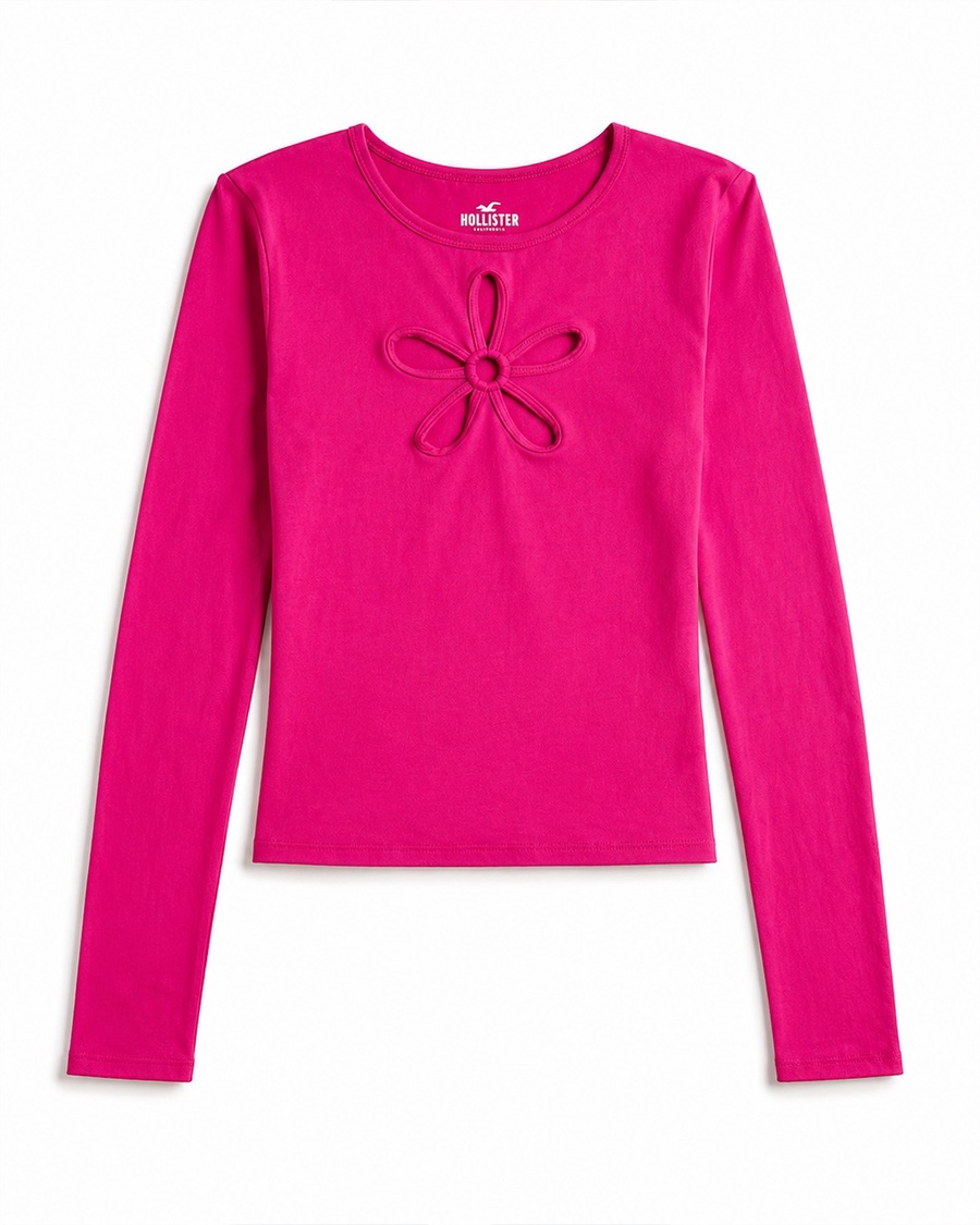 Hollister Flower cut-out t-shirt - Fuchsia