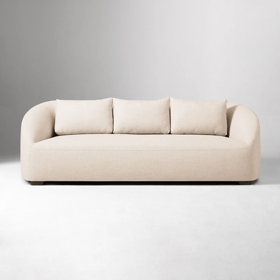 Modern Curved Arm Fabric Sofa 3-Seater Upholstered Lounge Couch for Living Room & Hotel