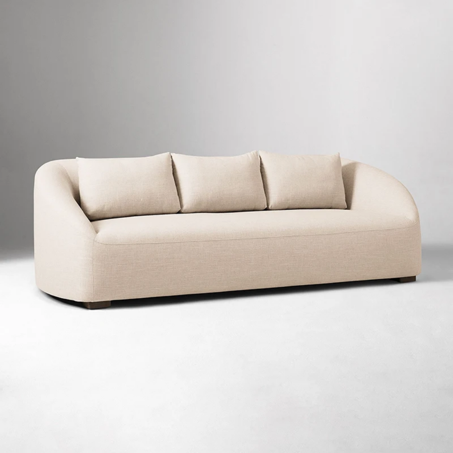 Modern Curved Arm Fabric Sofa 3-Seater Upholstered Lounge Couch for Living Room & Hotel