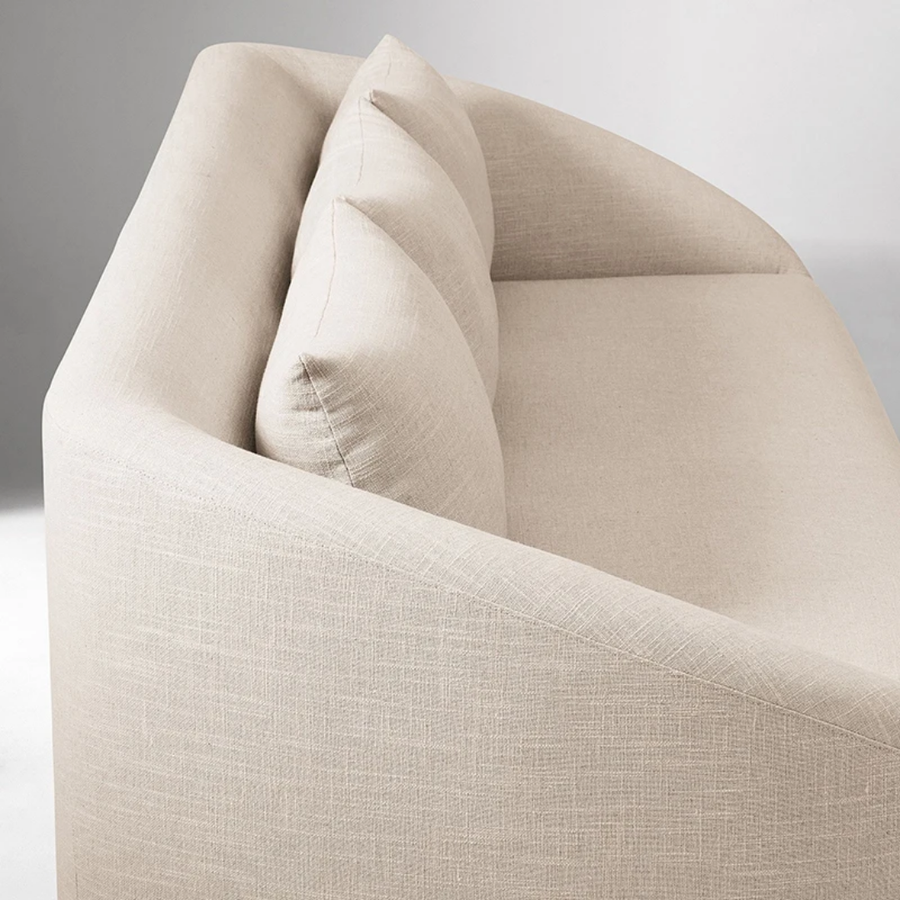 Modern Curved Arm Fabric Sofa 3-Seater Upholstered Lounge Couch for Living Room & Hotel