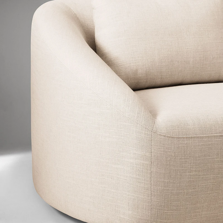 Modern Curved Arm Fabric Sofa 3-Seater Upholstered Lounge Couch for Living Room & Hotel