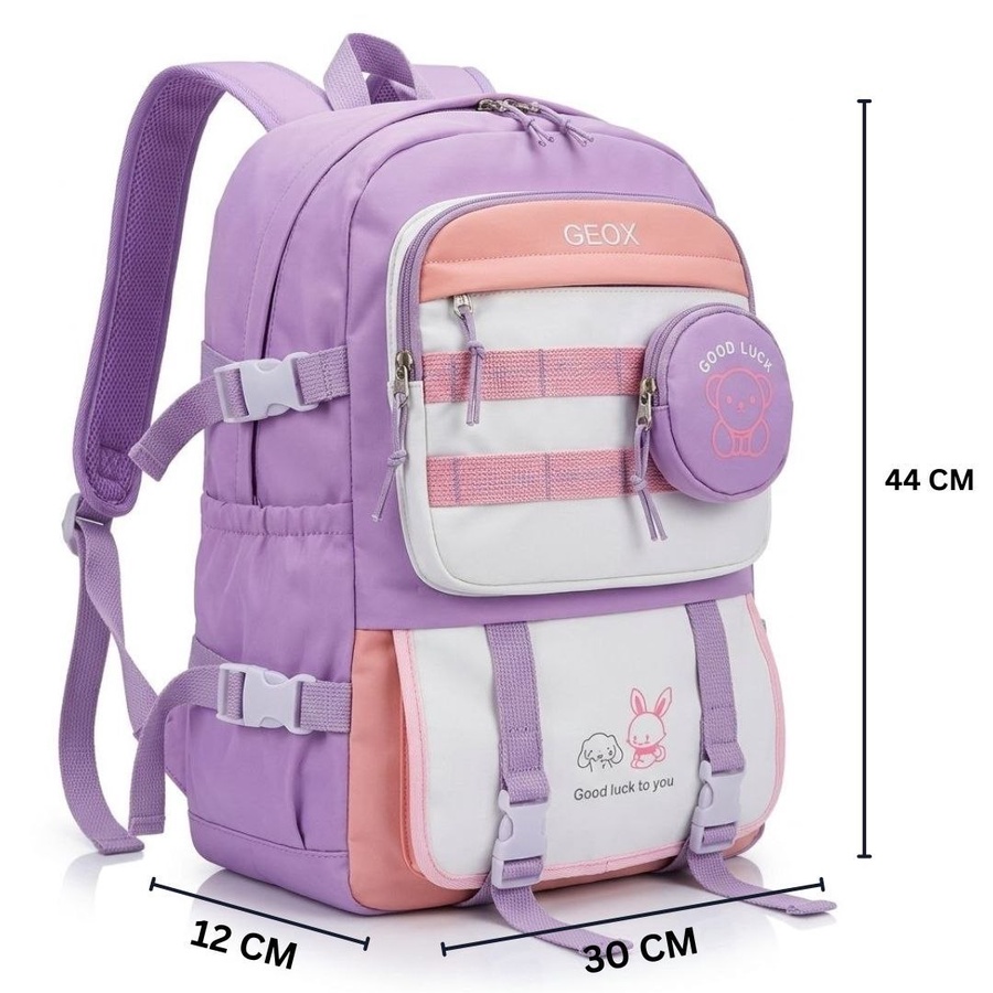شنطة ظهر مدرسية أطفال بطباعة Good Luck وجيب دائري كيوت – Kids Good Luck School Backpack