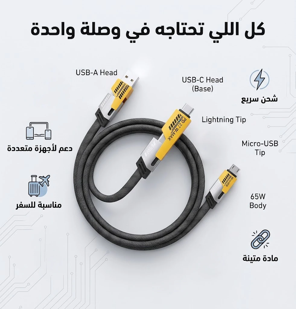 كابل شاحن USB متعدد 15 سم