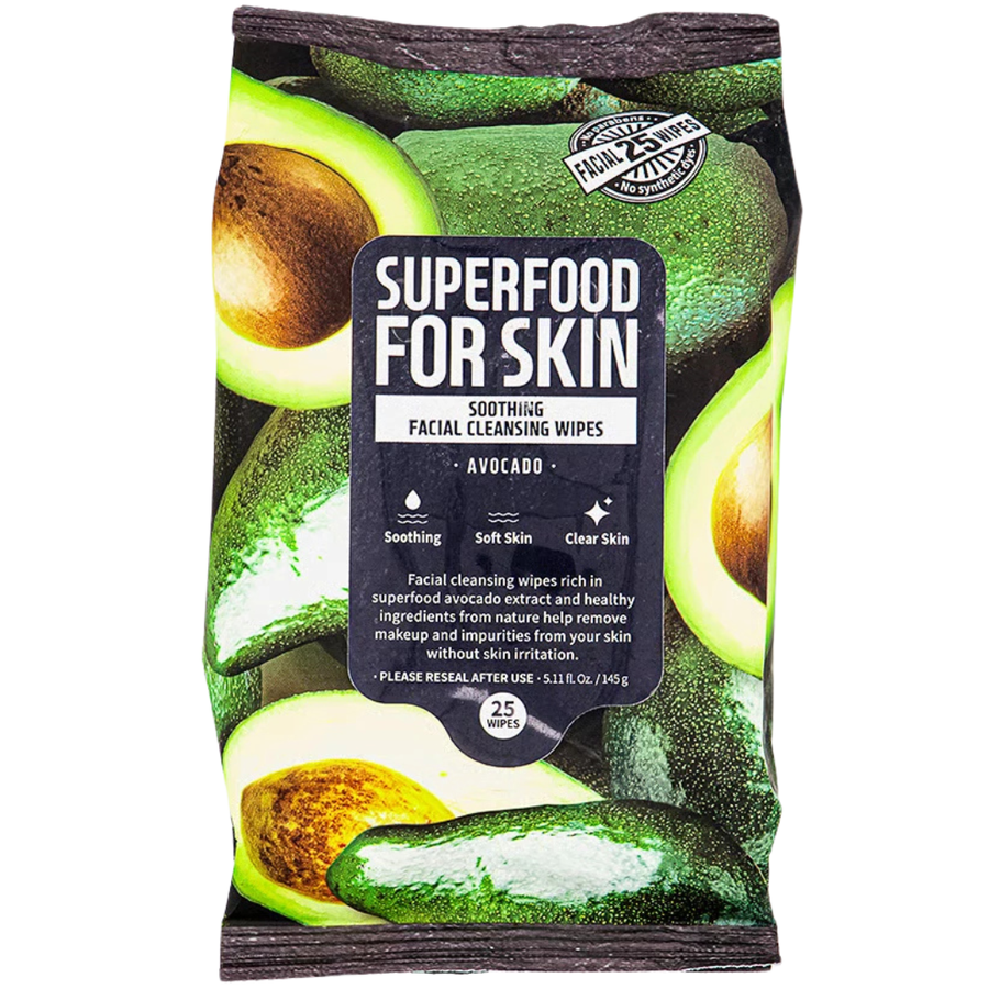 Farmskin, Facial Wipes Superfood For Skin, Avocado