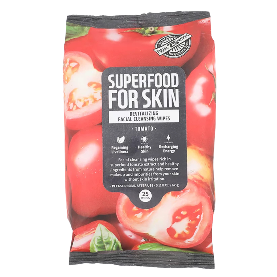 Farmskin, Facial Wipes Superfood For Skin, Tomato