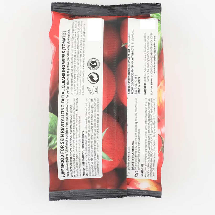 Farmskin, Facial Wipes Superfood For Skin, Tomato