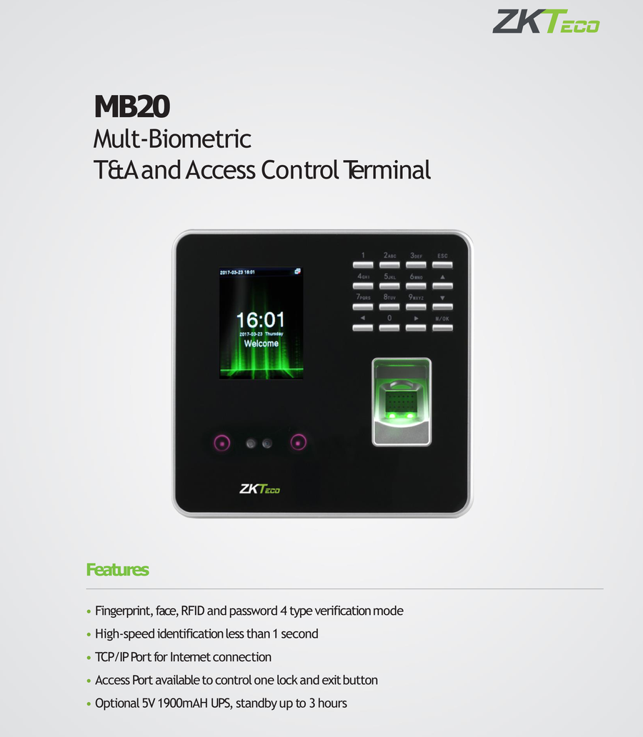 ZK MB20 Time attendance Device