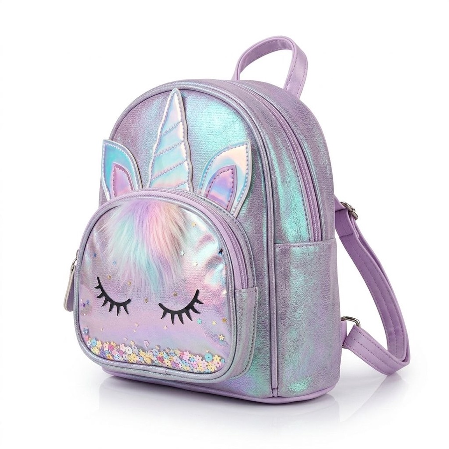 شنطة ظهر (Backpack) أطفال بناتي جلد لامع بتصميم 