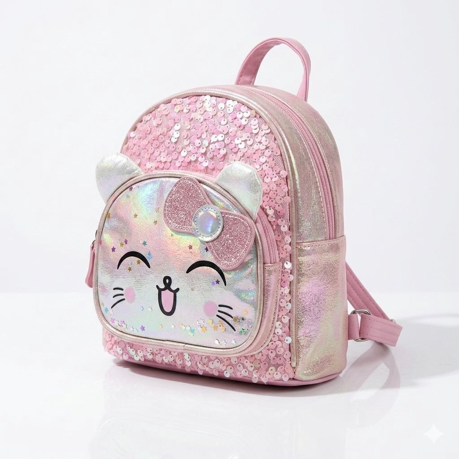 شنطة ظهر (Backpack) أطفال بناتي لامعة بتصميم 
