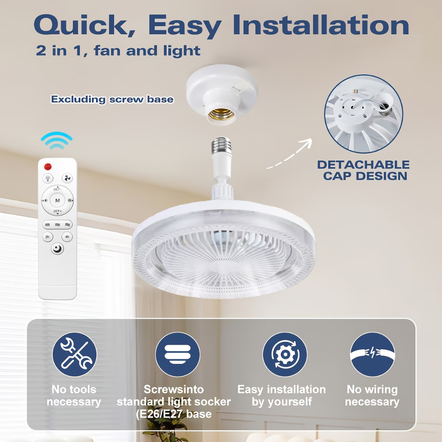 Ceiling Fan With Light and Remote Control