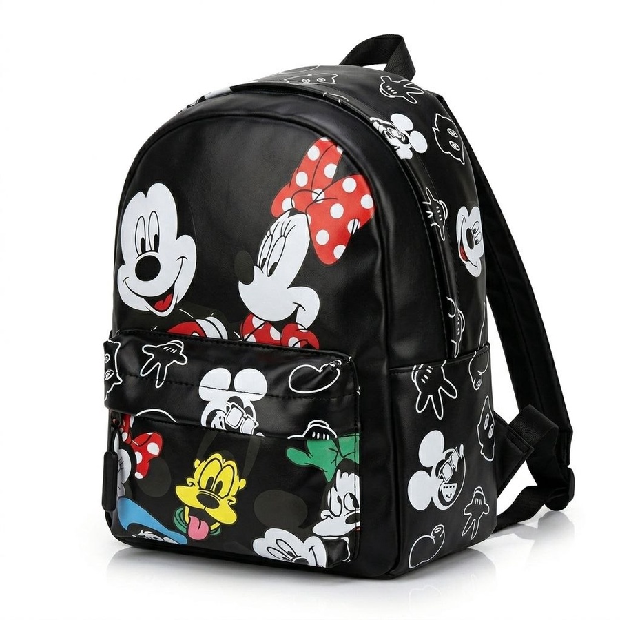 شنطة ظهر (Backpack) أطفال  بتصميم ميكي وميني ماوس - جلد أسود فاخر | Demand & Beyond