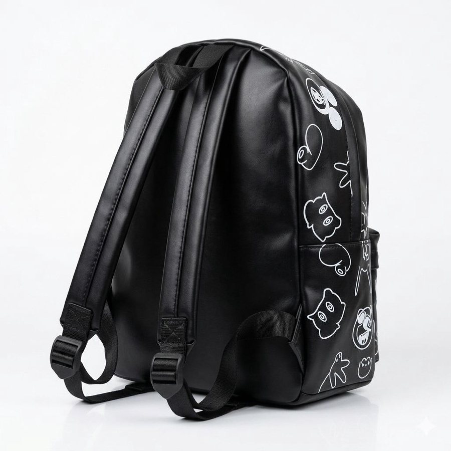 شنطة ظهر (Backpack) أطفال  بتصميم ميكي وميني ماوس - جلد أسود فاخر | Demand & Beyond