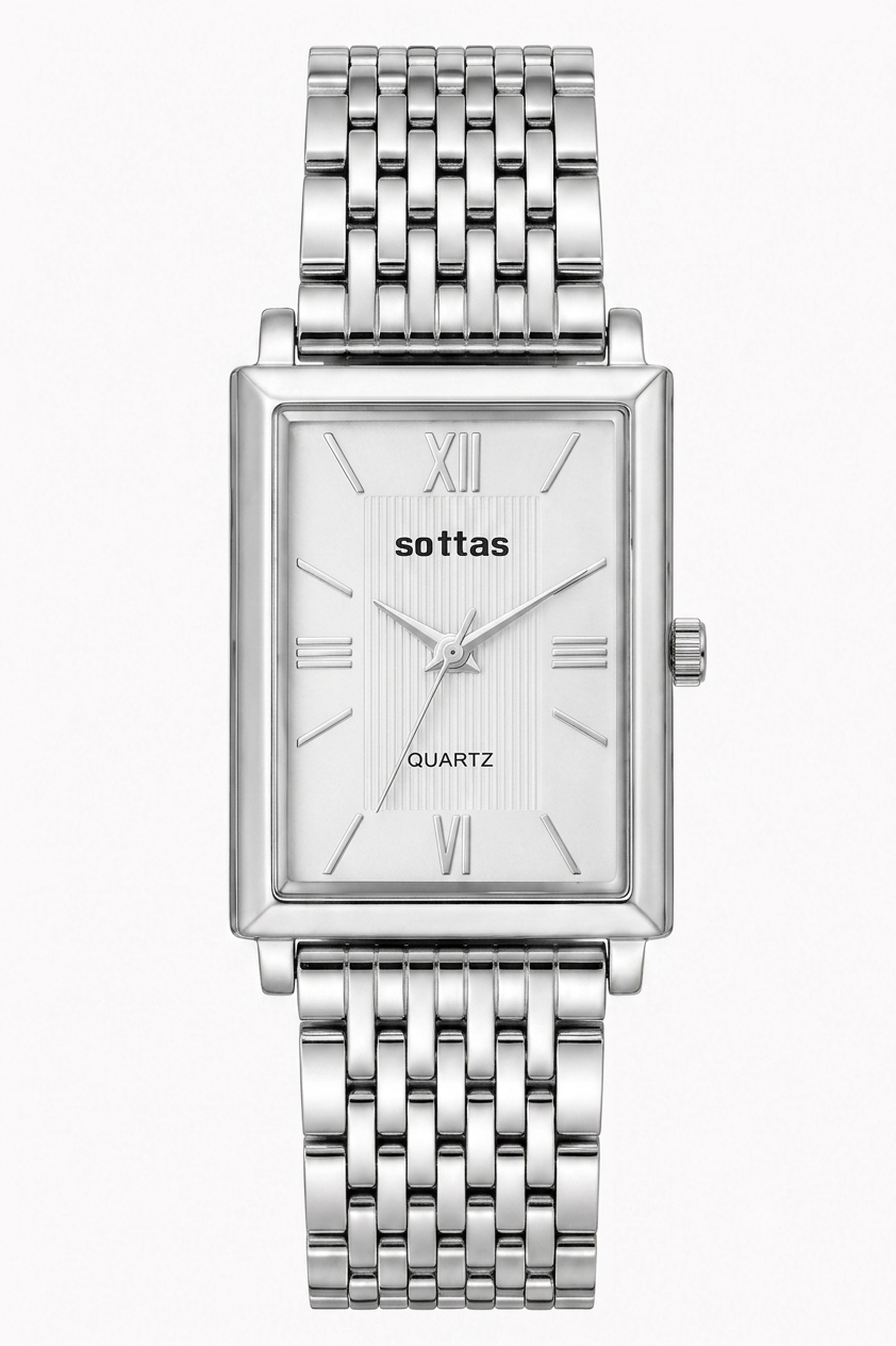 Minimal Silver Rectangular Watch for Men | STARKON AETERNUM S1