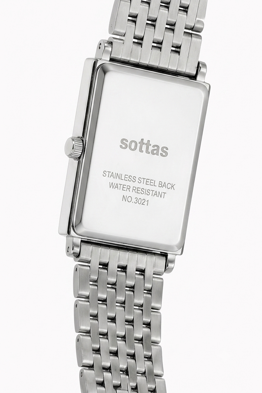 Minimal Silver Rectangular Watch for Men | STARKON AETERNUM S1