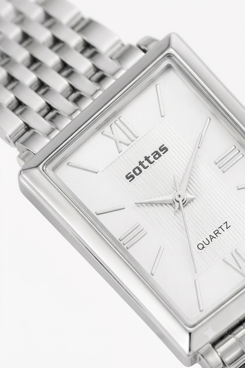 Minimal Silver Rectangular Watch for Men | STARKON AETERNUM S1