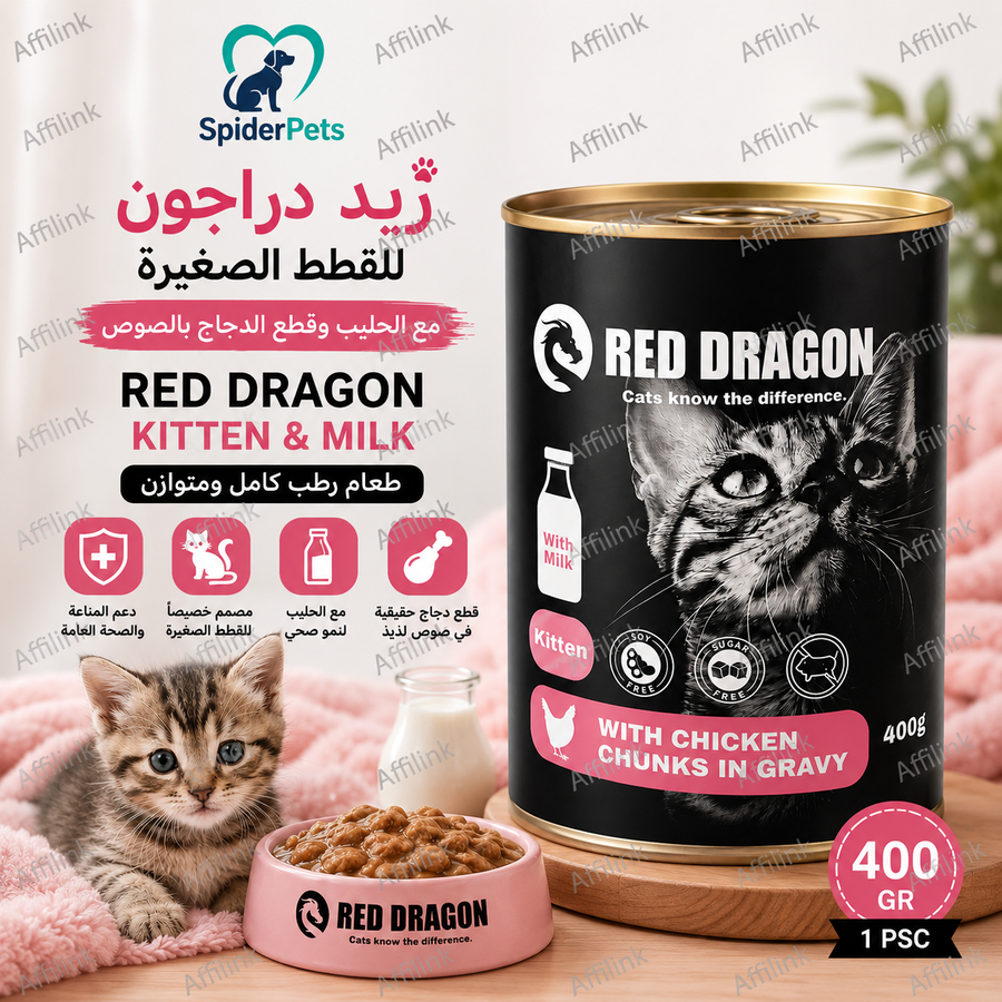 طعام رطب للقطط الصغيرة بالحليب والدجاج