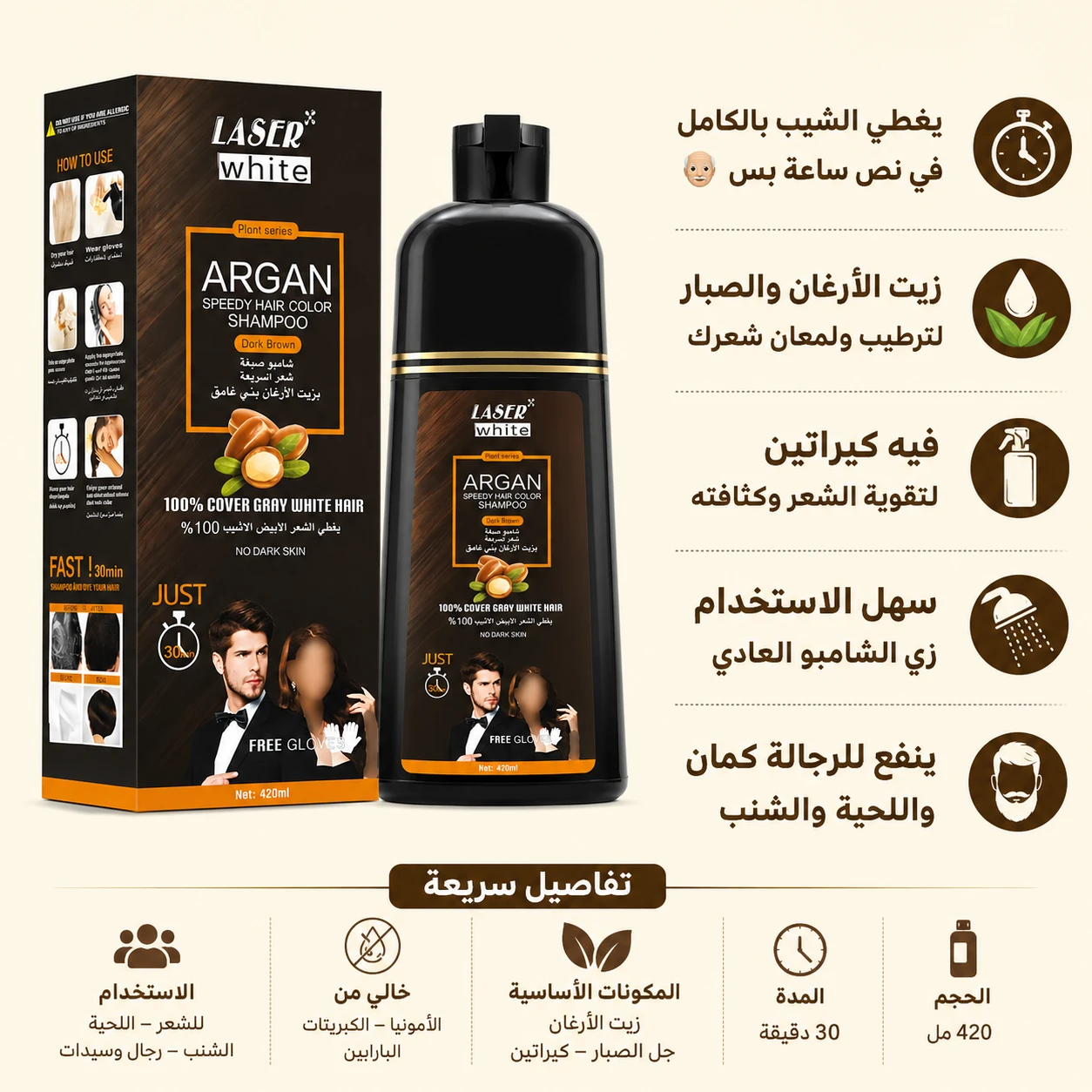 شامبو و بلسم صبغ الشعر الاسود بزيت الارجان