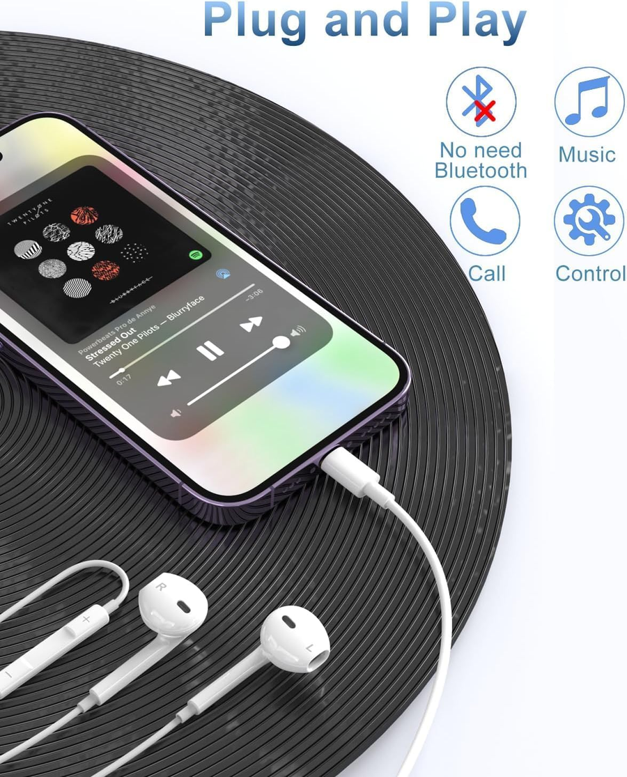 USB-C Ear Pods Headphones Type C Earphones Wired Type C with Microphone & Remote Noise Cancelling in-Ear Headset Control product thumbnail 2