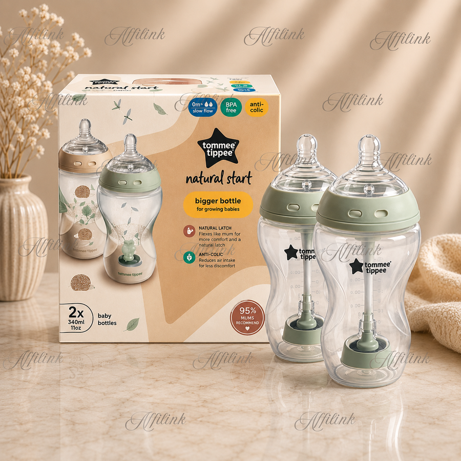 مجموعة رضاعة Tommee Tippee Natural Start (2 حبة) – سعة كبيرة للمواليد 0+