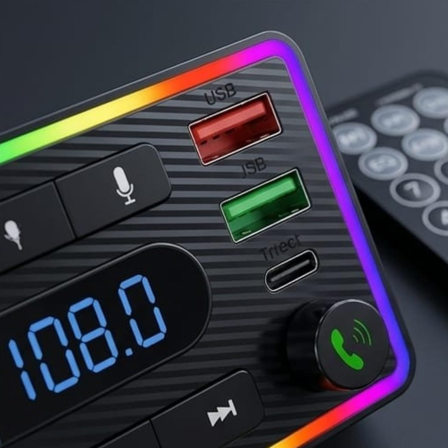 Allison ALS-A839 Car Charger Bluetooth FM Radiator, with PD and QC 3.0 Ports with Dual USB Type C, RGB Lighting, Digital Display, Hands-Free Calls product thumbnail 3