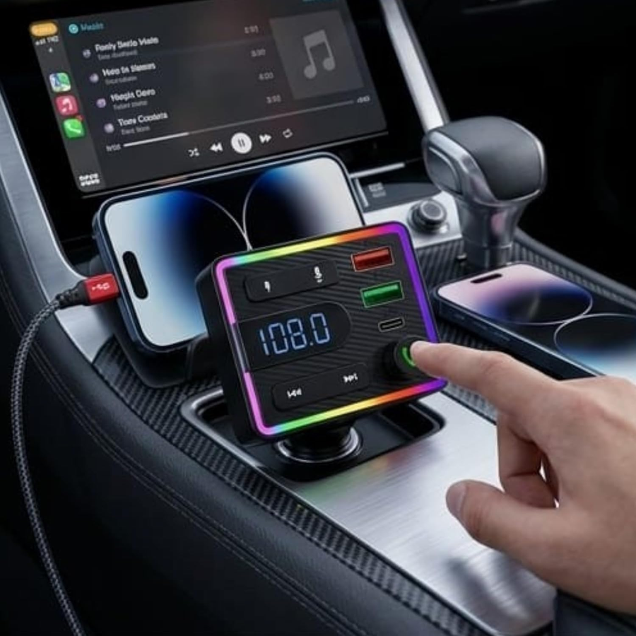 Allison ALS-A839 Car Charger Bluetooth FM Radiator, with PD and QC 3.0 Ports with Dual USB Type C, RGB Lighting, Digital Display, Hands-Free Calls product thumbnail 4