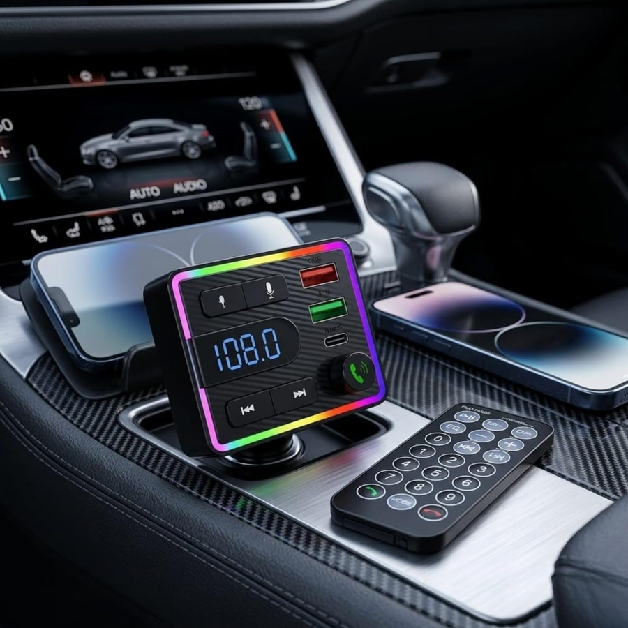 Allison ALS-A839 Car Charger Bluetooth FM Radiator, with PD and QC 3.0 Ports with Dual USB Type C, RGB Lighting, Digital Display, Hands-Free Calls product thumbnail 2