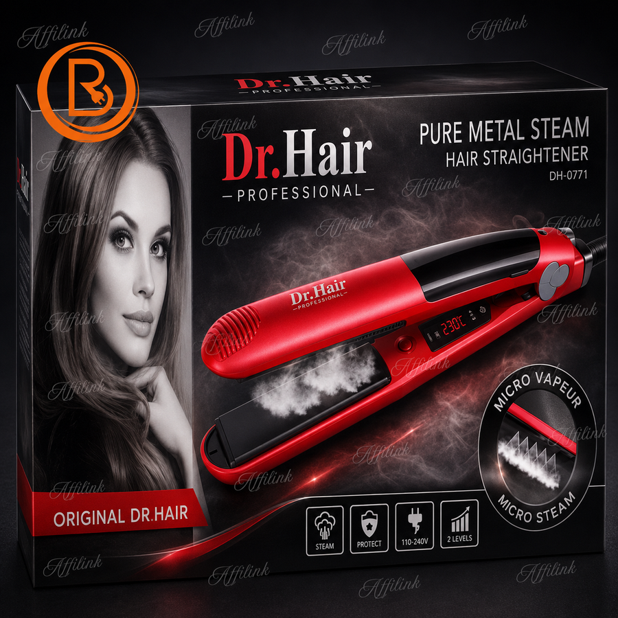 مكواة فرد الشعر بالبخار Dr.Hair Professional – تصفيف احترافي مع تقنية البخار لحماية الشعر ولمعان يدوم