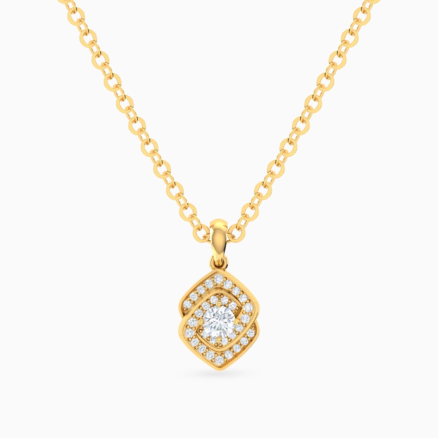 Interlocked Squares Diamond Necklace in 18K Gold