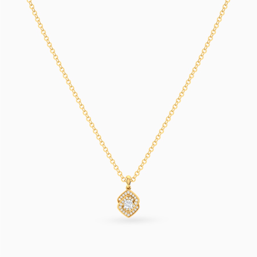 Interlocked Squares Diamond Necklace in 18K Gold
