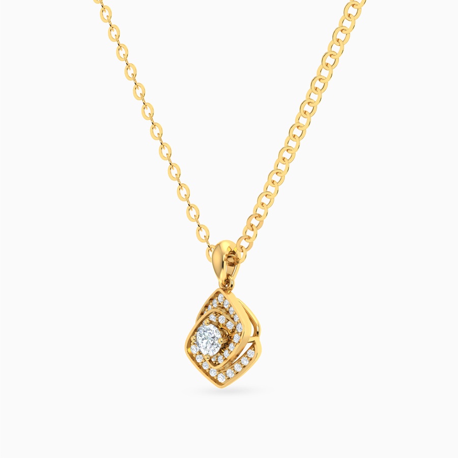 Interlocked Squares Diamond Necklace in 18K Gold